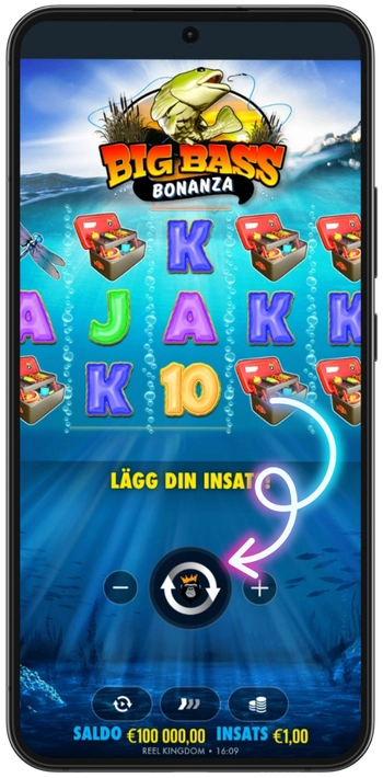 Big Bass Bonanza Grundspelet med scatter-symboler på hjulen