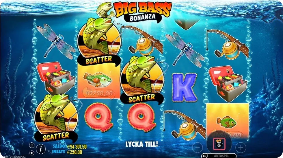 Big Bass Bonanza Scatter-symboler triggar gratissnurr